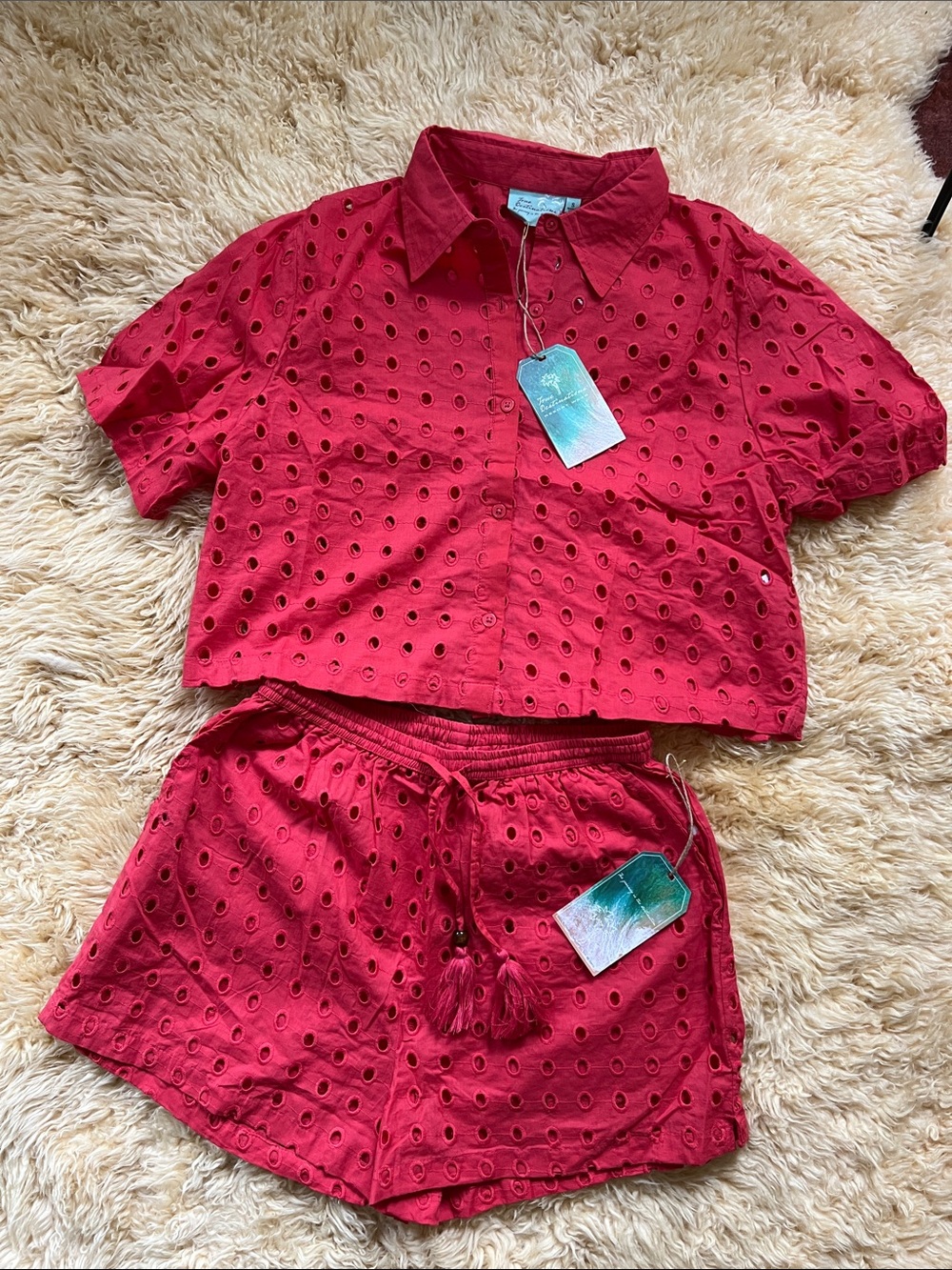 True Destination Resort Wear - Eyelet Salmonberry Set